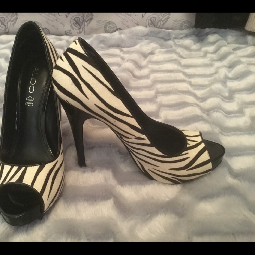 Aldo zebra print, calf hair leather stilettos